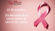 19 de octubre. Día Mundial de la lucha contra el cáncer de mama.