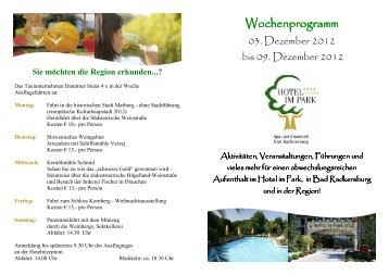 Wochenprogramm Wochenprogramm - Hotel im Park