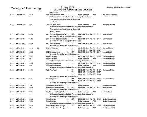 Undergraduate Courses - Indiana State University