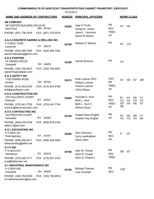 Crystal Reports - Kentucky Transportation Cabinet