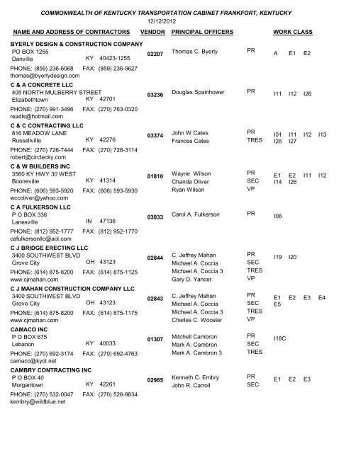 Crystal Reports - Kentucky Transportation Cabinet