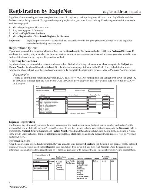 Summer 2009 Credit Class Schedule - Kirkwood Community College