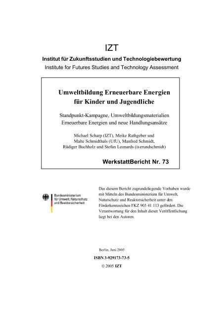 Umweltbildung Erneuerbare Energien für Kinder und ... - IZT