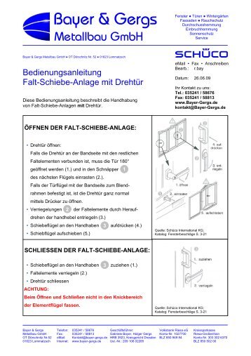 Allgemeine Sicherheitshinweise - Bayer & Gergs Metallbau GmbH