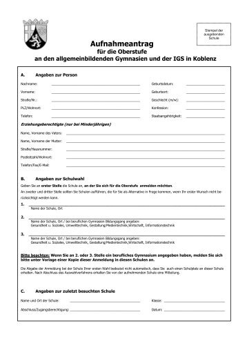 Aufnahmeantrag MSS 2012 - Eichendorff-Gymnasium