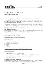 Berufsfachschule Holztechnik Schwerpunkt Tischler Ausbildung in ...