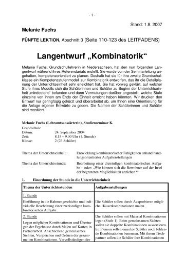 Langentwurf „Kombinatorik“ - Carl von Ossietzky Universität ...