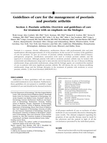 Guidelines of care for the management of psoriasis ... - Huidziekten.nl