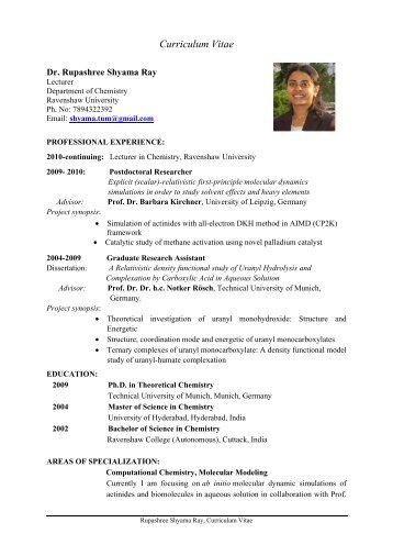 Curriculum Vitae - Ravenshaw University