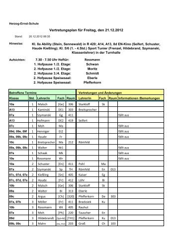 Vertretungsplan für den kommenden Tag als PDF - KGS Gotha