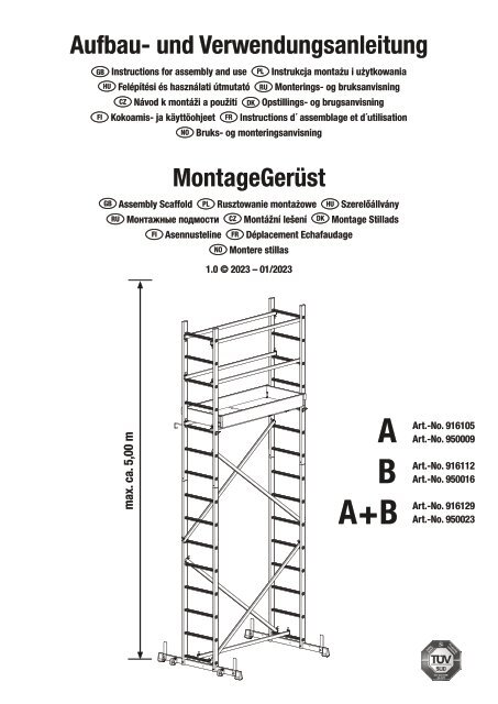 Aufbau- und Verwendungsanleitung Krause Corda Montagegerüst