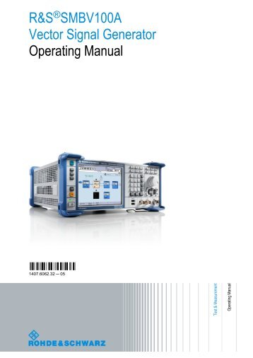 R&S SMBV100A Vector Signal Generator Operating Manual - UPC