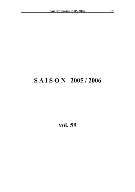 Vol. 59: Saison 2005-2006 - 1 -