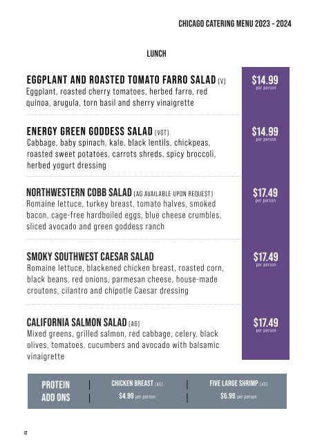 CHICAGO NU Catering Menu 2023