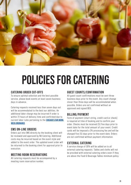 CHICAGO NU Catering Menu 2023