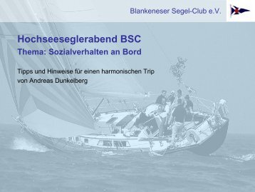 Hochseeseglerabend BSC Thema - Blankeneser Segel-Club eV