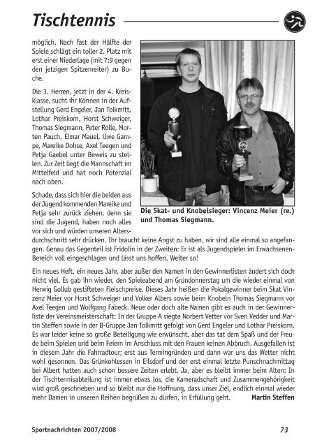 Sportnachrichten 2007-2008 - SV Schwarz-Weiss Westerrade