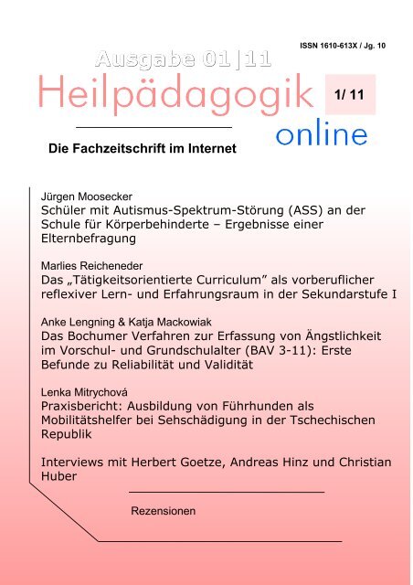 Heilpädagogik online 1/11 - sonderpaedagoge.de!