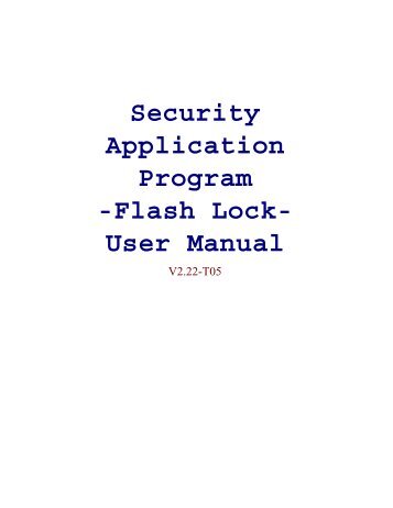 Security Application Program -Flash Lock- User Manual - TDK