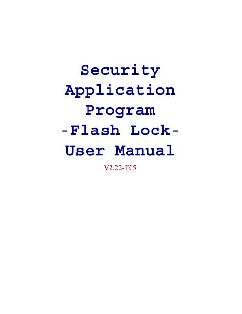 Security Application Program -Flash Lock- User Manual - TDK