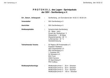 P R O T O K O L L  des Lagen - Sprintpokals der SSV - Senftenberg ...