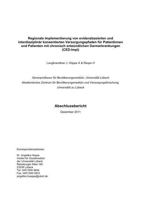 Abschlussbericht - UKSH Universitätsklinikum Schleswig-Holstein