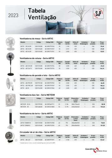 S&P - Tabela Ventilação 2023