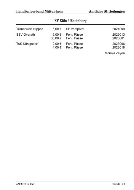 AM 15/10 (pdf) - Handballkreis Köln/Rheinberg