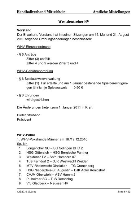 AM 15/10 (pdf) - Handballkreis Köln/Rheinberg