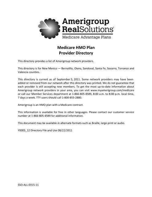 New Mexico Provider and Pharmacy Directory - Amerigroup