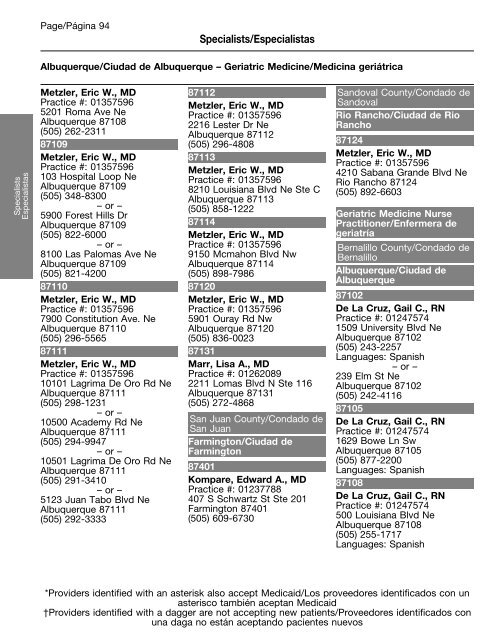 New Mexico Provider and Pharmacy Directory - Amerigroup