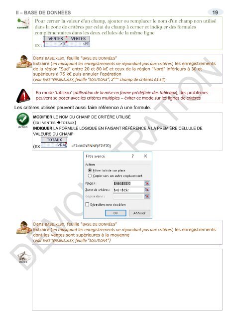 support de cours Excel 2016 niveau 2 tableaux croisés base de données