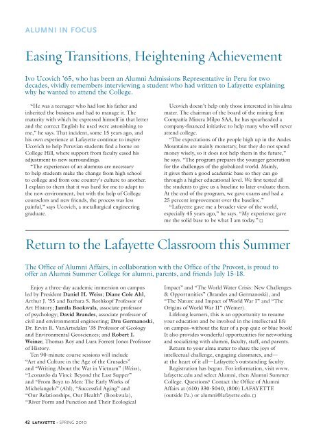 new directions in the arts - Lafayette Magazine - Lafayette College