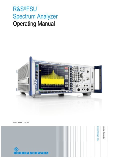 R&amp;S ® FSU Operating Manual - Rohde &amp; Schwarz