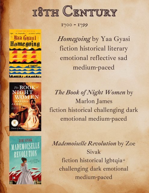 HISTORICAL FICTION BOOK LIST