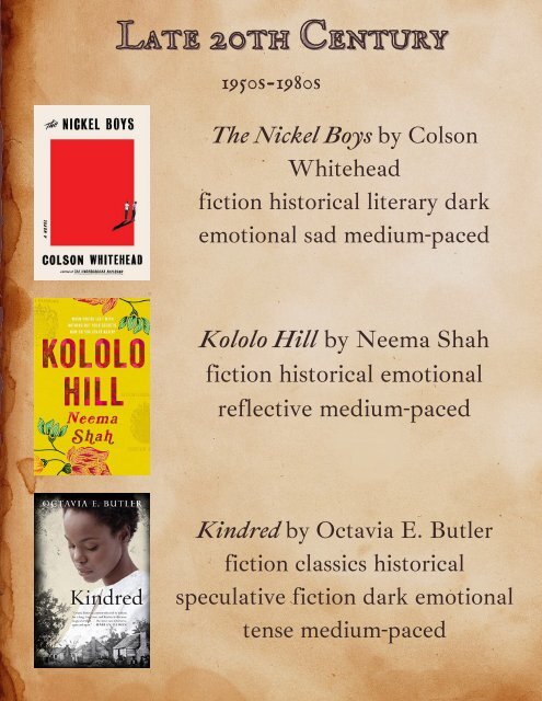 HISTORICAL FICTION BOOK LIST