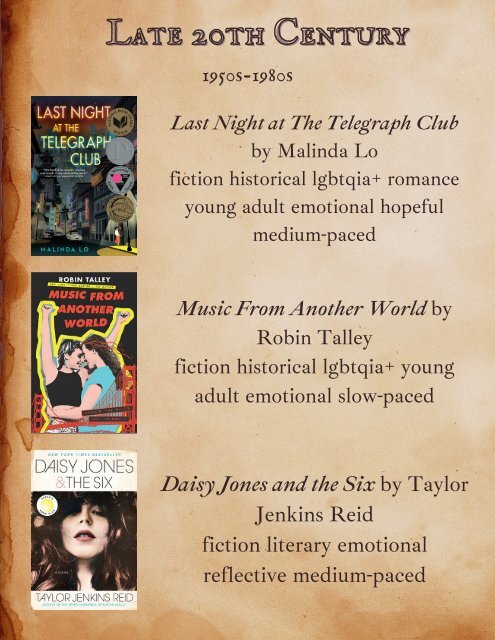 HISTORICAL FICTION BOOK LIST