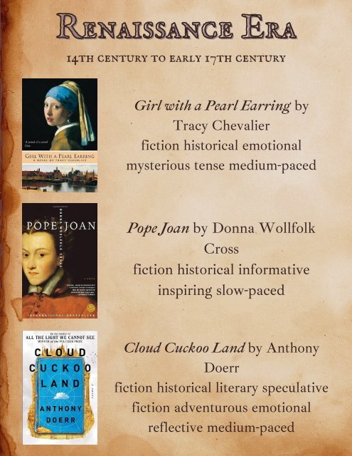 HISTORICAL FICTION BOOK LIST