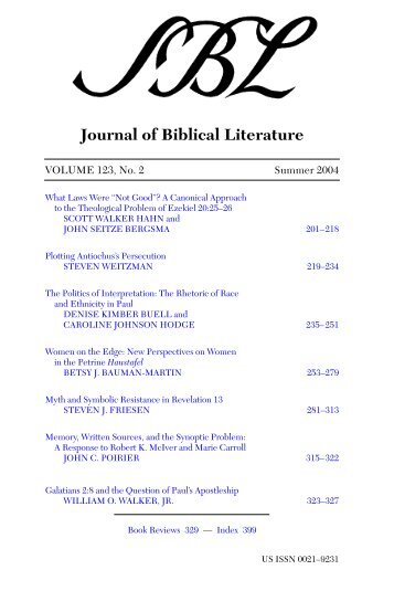 Journal of Biblical Literature - Society of Biblical Literature