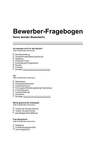 Bewerber-Fragebogen Formular - Haltmeyer