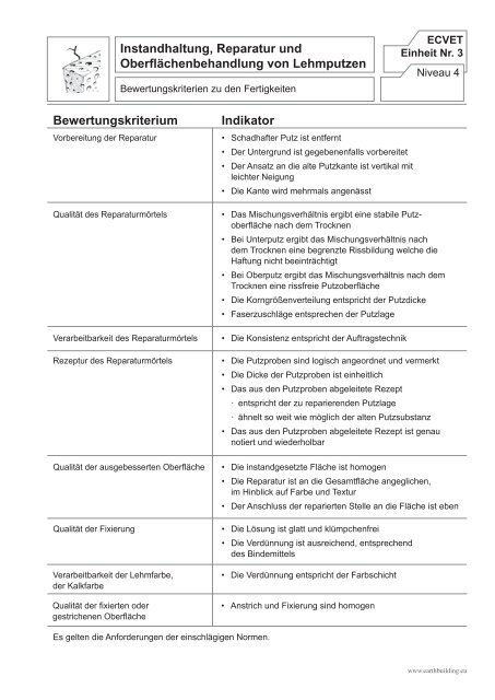 bewertungsbogen fiche d'evaluation - формуляр за ... - Lern.Lehm