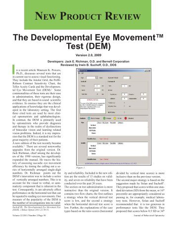 The Developmental Eye Movement™ Test (DEM) - Optometric ...