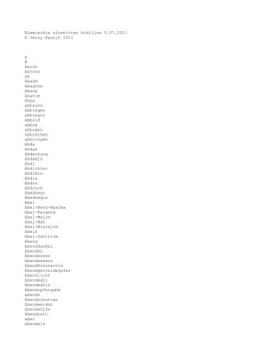 Niemieckie słownictwo biblijne V - datasheets