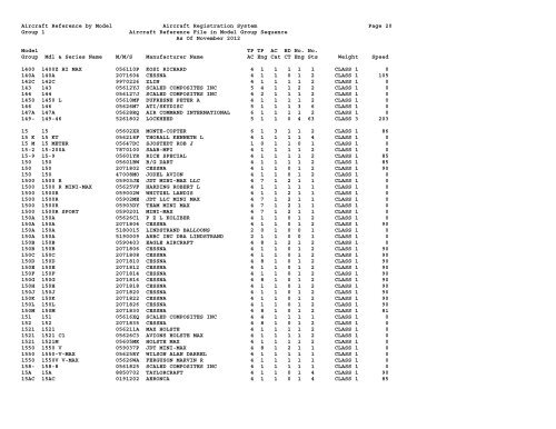 Aircraft Reference File in Model Group Sequence - Flight Standards ...