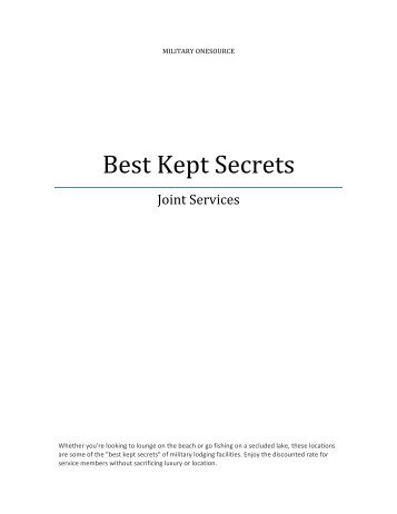Best Kept Secrets - Military OneSource