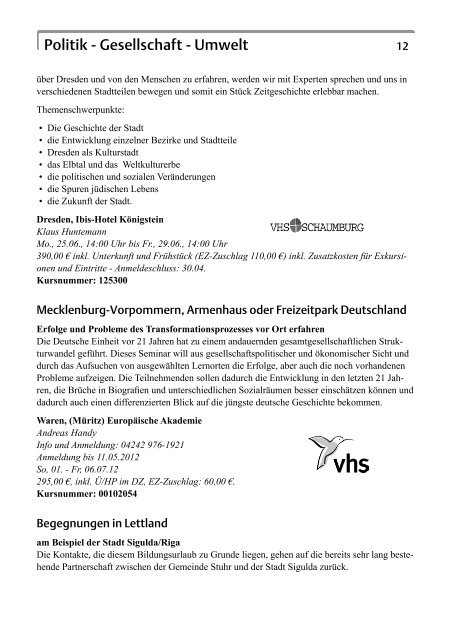 Ihr Bildungsurlaub in Bremen und anderswo - Volkshochschule ...