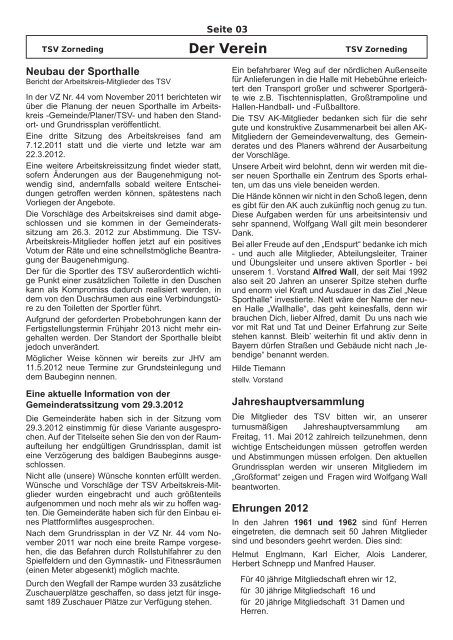 Vereins Zeitung - TSV Zorneding 1920 eV