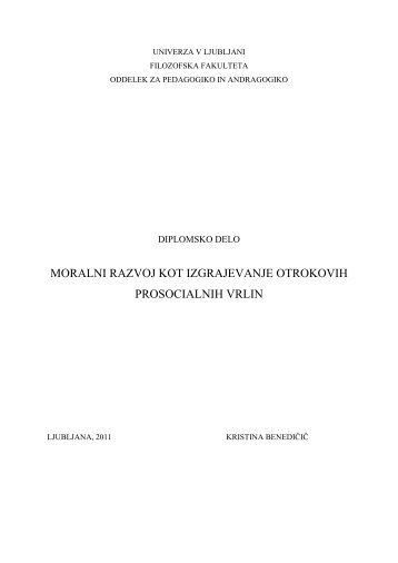 4 klasifikacije teorij moralnega razvoja in vzgoje - Oddelek za ...