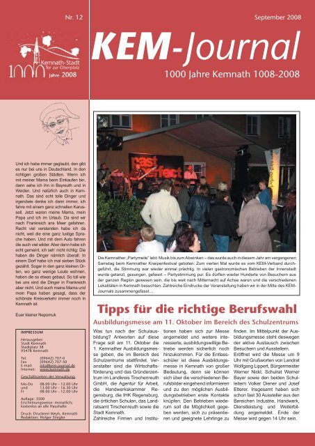 und Bezirks- wahlen am 28. Septem- ber 2008 - Stadt Kemnath