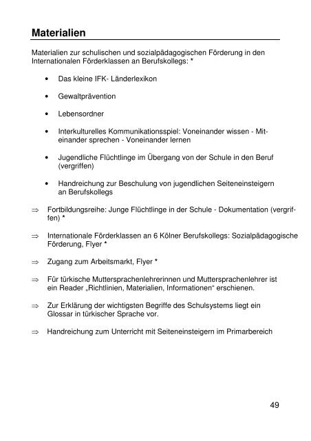 Angebote der RAA Köln Schule Bildung Integration ... - RAA NRW